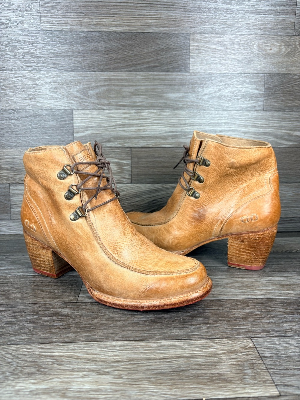 Bed Stu Mage Brown Leather Lace Up Ankle & Booties Boots Women’s Sz 9